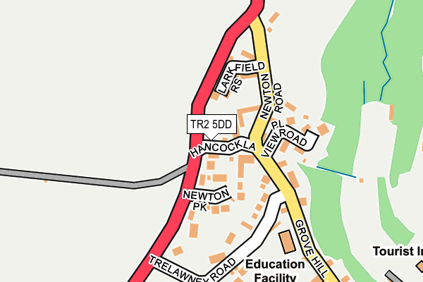 TR2 5DD map - OS OpenMap – Local (Ordnance Survey)