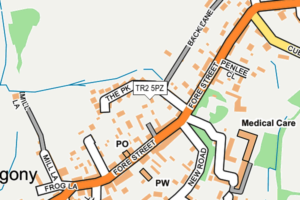TR2 5PZ map - OS OpenMap – Local (Ordnance Survey)