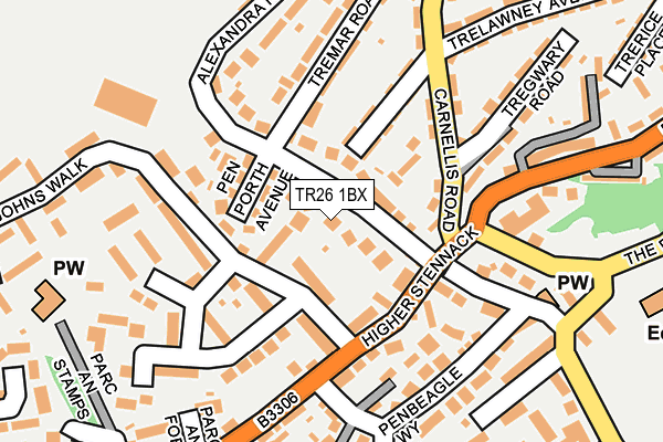 TR26 1BX map - OS OpenMap – Local (Ordnance Survey)