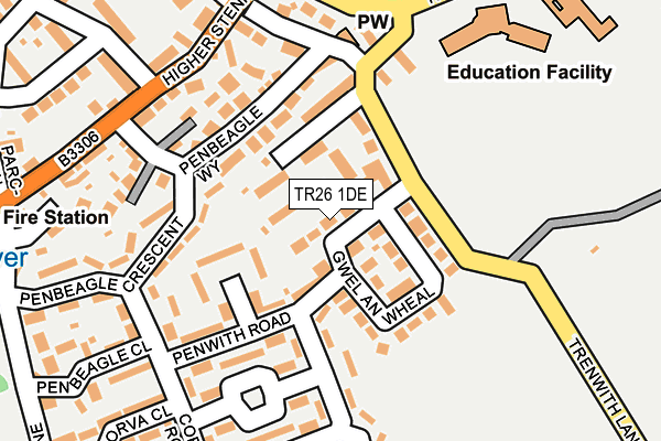 TR26 1DE map - OS OpenMap – Local (Ordnance Survey)