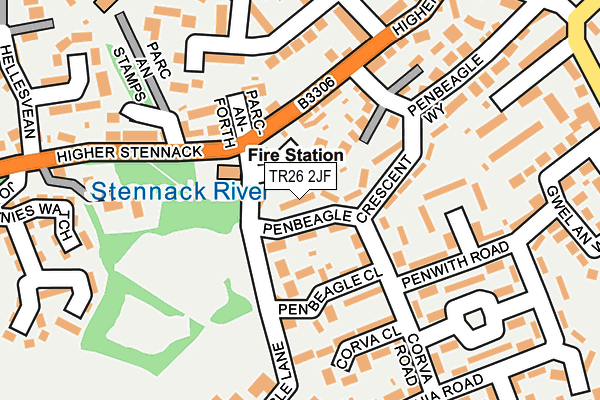 TR26 2JF map - OS OpenMap – Local (Ordnance Survey)