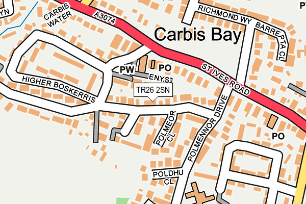 TR26 2SN map - OS OpenMap – Local (Ordnance Survey)