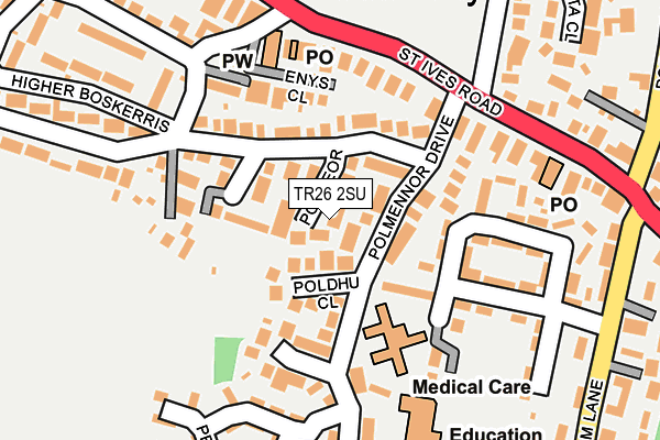 TR26 2SU map - OS OpenMap – Local (Ordnance Survey)