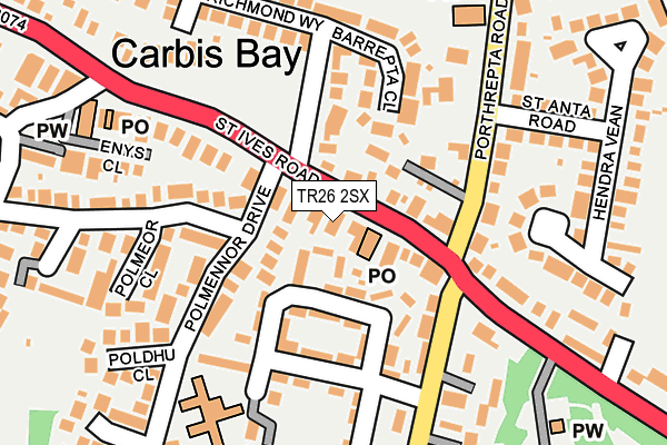 TR26 2SX map - OS OpenMap – Local (Ordnance Survey)