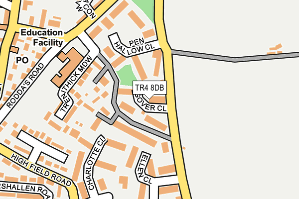 TR4 8DB map - OS OpenMap – Local (Ordnance Survey)