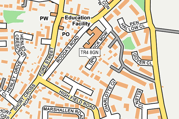 TR4 8GN map - OS OpenMap – Local (Ordnance Survey)