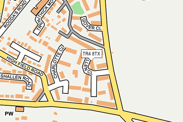 TR4 8TX map - OS OpenMap – Local (Ordnance Survey)