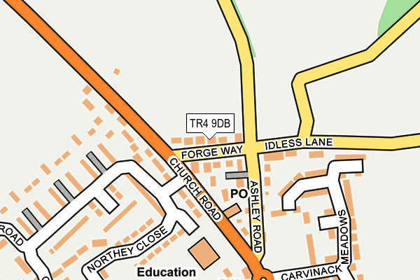 TR4 9DB map - OS OpenMap – Local (Ordnance Survey)