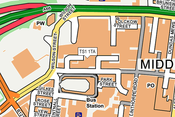 TS1 1TA map - OS OpenMap – Local (Ordnance Survey)