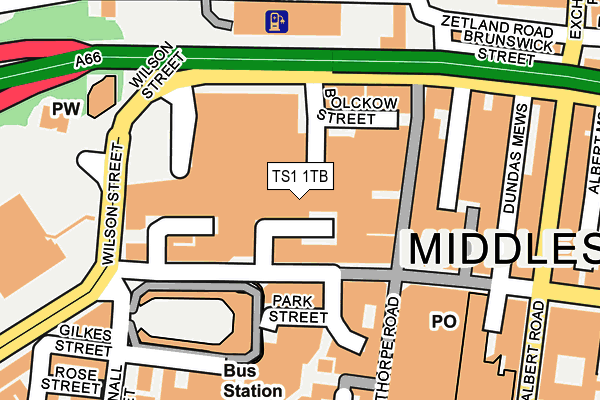 TS1 1TB map - OS OpenMap – Local (Ordnance Survey)