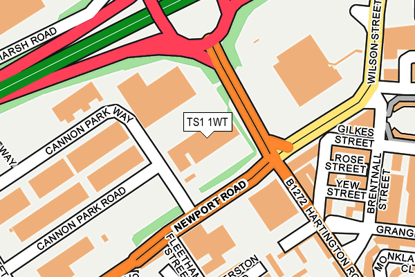 TS1 1WT map - OS OpenMap – Local (Ordnance Survey)