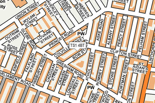 TS1 4BT map - OS OpenMap – Local (Ordnance Survey)