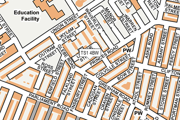 TS1 4BW map - OS OpenMap – Local (Ordnance Survey)