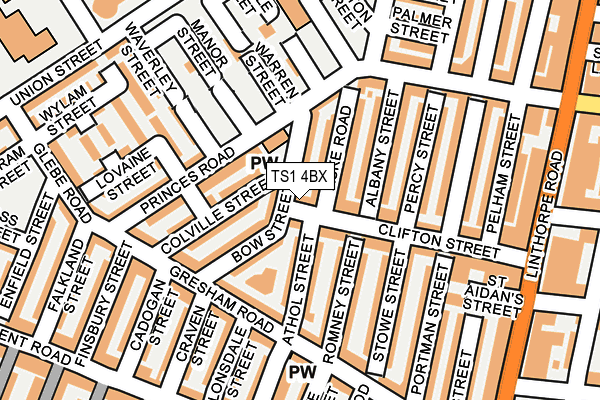 TS1 4BX map - OS OpenMap – Local (Ordnance Survey)