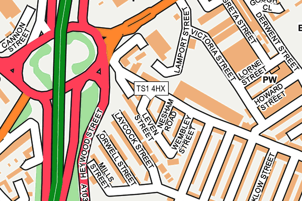TS1 4HX map - OS OpenMap – Local (Ordnance Survey)