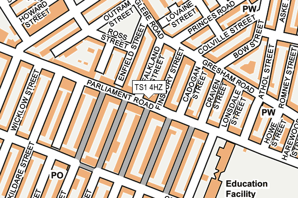 TS1 4HZ map - OS OpenMap – Local (Ordnance Survey)