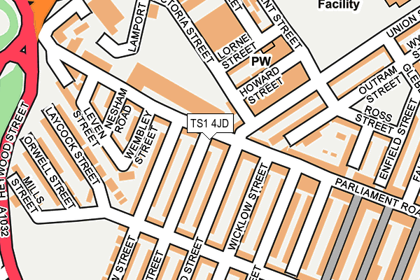 TS1 4JD map - OS OpenMap – Local (Ordnance Survey)