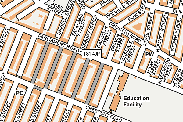 TS1 4JP map - OS OpenMap – Local (Ordnance Survey)