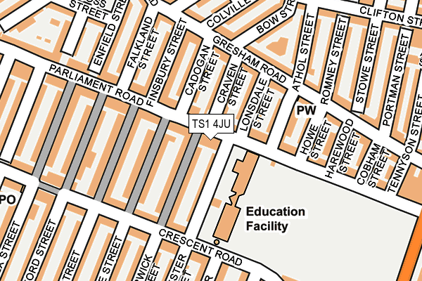 TS1 4JU map - OS OpenMap – Local (Ordnance Survey)