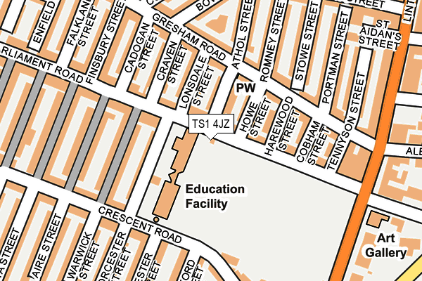 TS1 4JZ map - OS OpenMap – Local (Ordnance Survey)