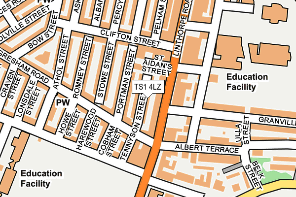 TS1 4LZ map - OS OpenMap – Local (Ordnance Survey)