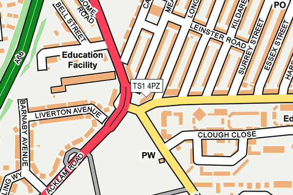 TS1 4PZ map - OS OpenMap – Local (Ordnance Survey)