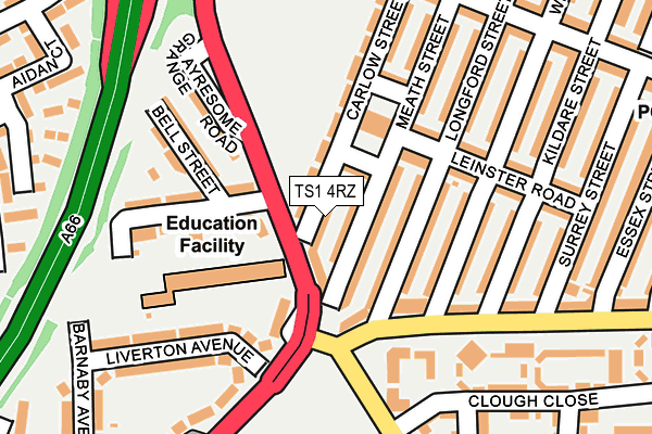 TS1 4RZ map - OS OpenMap – Local (Ordnance Survey)