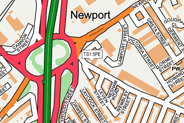 TS1 5PE map - OS OpenMap – Local (Ordnance Survey)