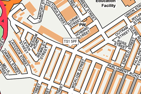 TS1 5PF map - OS OpenMap – Local (Ordnance Survey)