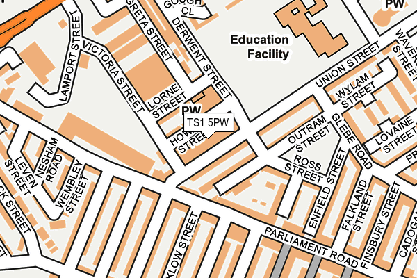 TS1 5PW map - OS OpenMap – Local (Ordnance Survey)