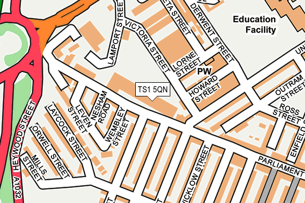 TS1 5QN map - OS OpenMap – Local (Ordnance Survey)