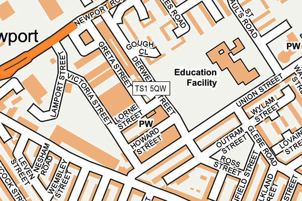 TS1 5QW map - OS OpenMap – Local (Ordnance Survey)