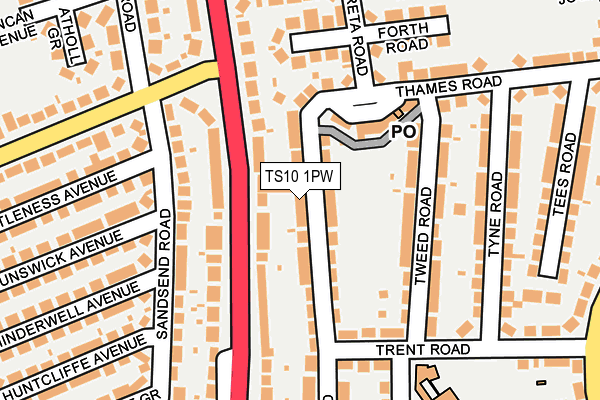 TS10 1PW map - OS OpenMap – Local (Ordnance Survey)