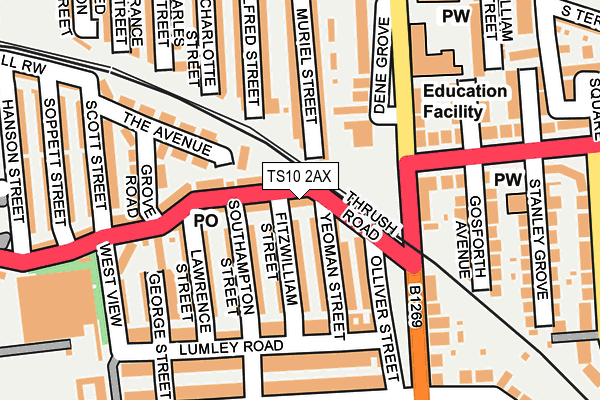 TS10 2AX map - OS OpenMap – Local (Ordnance Survey)