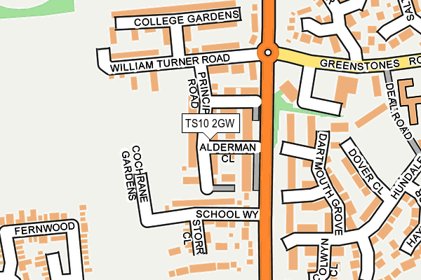 TS10 2GW map - OS OpenMap – Local (Ordnance Survey)