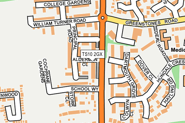 TS10 2GX map - OS OpenMap – Local (Ordnance Survey)