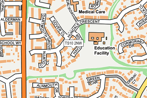 TS10 2NW map - OS OpenMap – Local (Ordnance Survey)