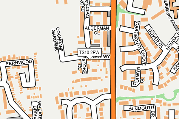 TS10 2PW map - OS OpenMap – Local (Ordnance Survey)