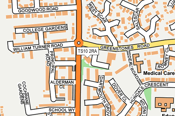 TS10 2RA map - OS OpenMap – Local (Ordnance Survey)