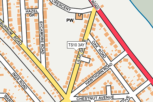 TS10 3AY map - OS OpenMap – Local (Ordnance Survey)