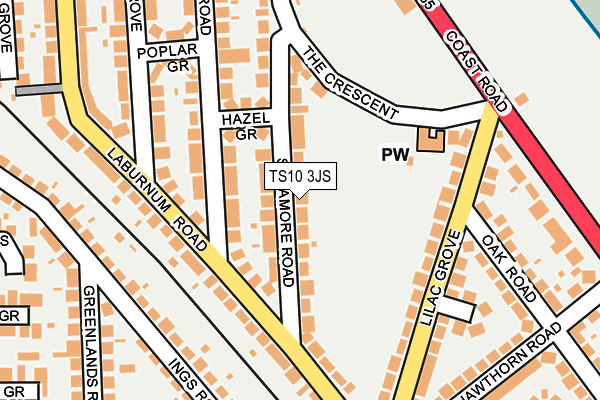 TS10 3JS map - OS OpenMap – Local (Ordnance Survey)