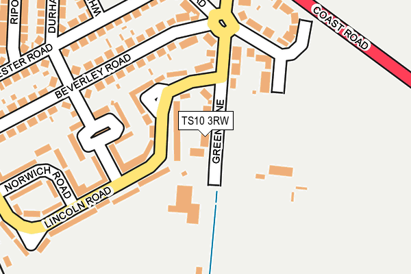 TS10 3RW map - OS OpenMap – Local (Ordnance Survey)