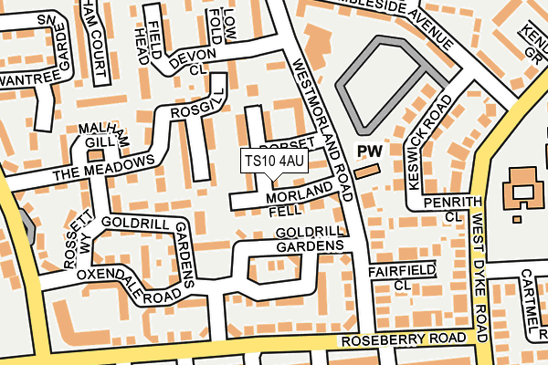 TS10 4AU map - OS OpenMap – Local (Ordnance Survey)