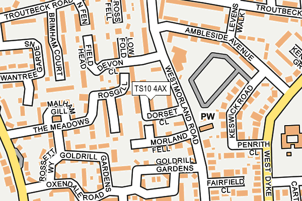 TS10 4AX map - OS OpenMap – Local (Ordnance Survey)