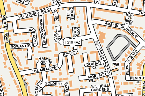 TS10 4AZ map - OS OpenMap – Local (Ordnance Survey)