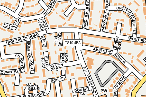 TS10 4BA map - OS OpenMap – Local (Ordnance Survey)