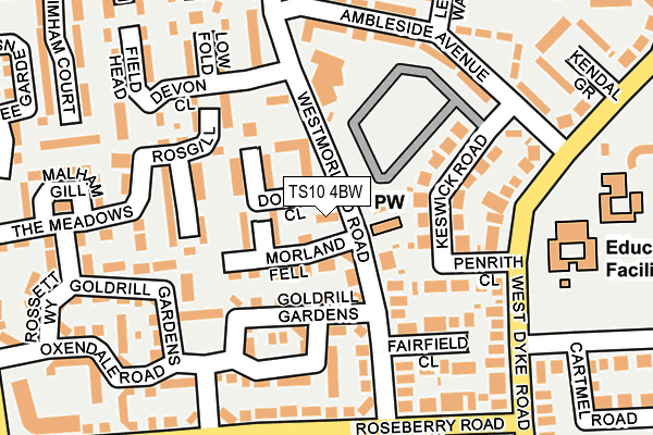 TS10 4BW map - OS OpenMap – Local (Ordnance Survey)