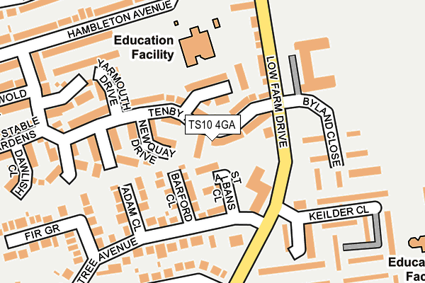 TS10 4GA map - OS OpenMap – Local (Ordnance Survey)