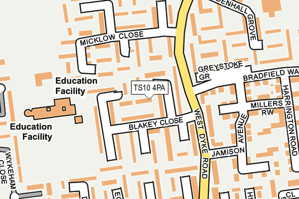 TS10 4PA map - OS OpenMap – Local (Ordnance Survey)