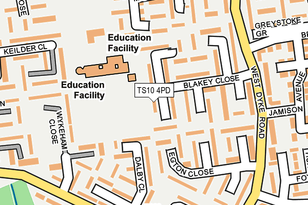 TS10 4PD map - OS OpenMap – Local (Ordnance Survey)